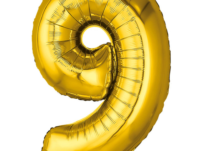 Balon cifra din folie "9" auriu foto